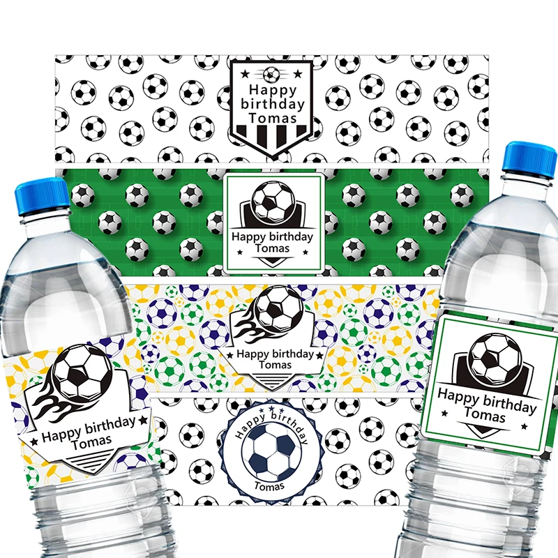 

Soccer Party Bottle Wraps Labels Customize Birthday Name football Water Bottle Label Sticker Personalized Kids Party Stickers