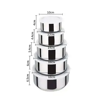 

Mayitr 5pcs/set Stainless Steel Mixing Bowls Crisper Food Container 5 Bowls with 5 Lids For Kitchen Tools