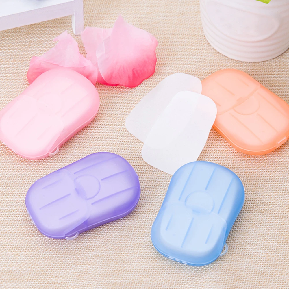 

20pcs / box Travel Disposable Soap Tablets Boxed Toilet Paper Portable Hand Sanitizer Small Soap Tablets Mini Soap Paper