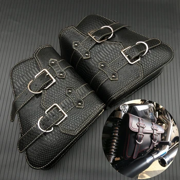 

1 Pair Black Motorcycle Saddlebags Throw Under Seat Side Tools Bag Pouch for Harley Davidson Cruiser Motorbike