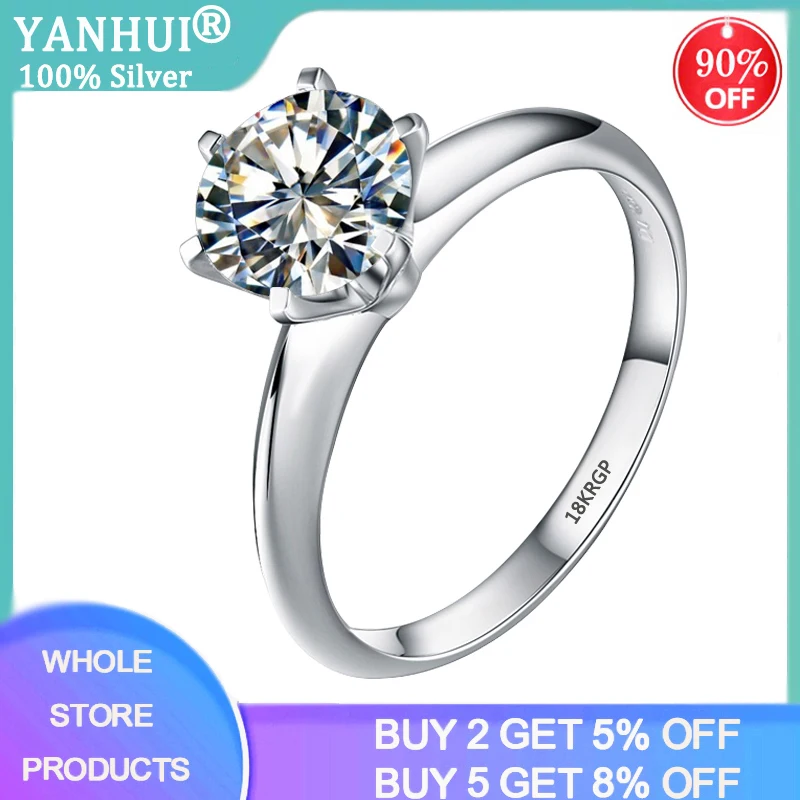 Promotion! With Certificate Luxury 8mm 2ct Lab Diamond Gemstone Ring Bridal Wedding Jewelry 18K White Gold Ring For Women Gift Promotion! With Certificate Luxury 8mm 2ct Lab Diamond Gemstone Ring Bridal Wedding Jewelry 18K White Gold Ring For Women Gift