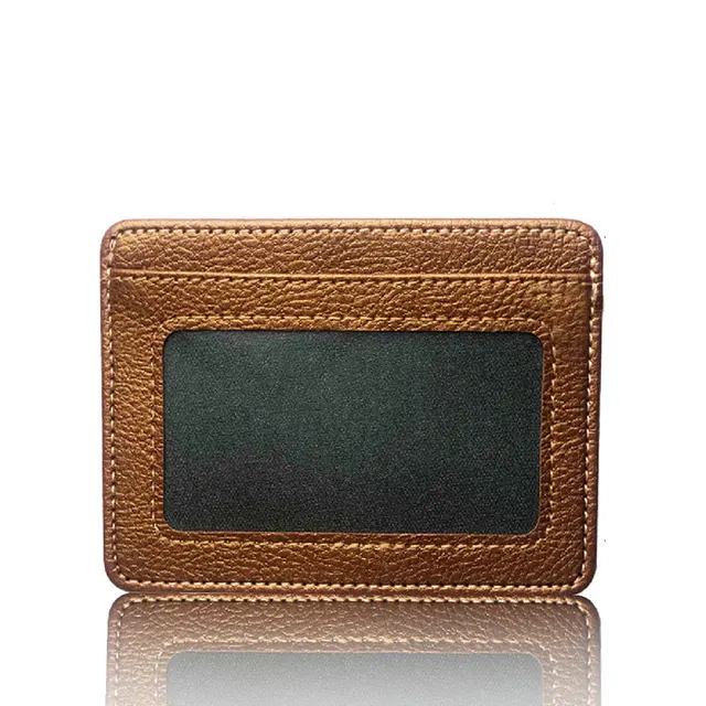 Ultra Thin Zipper Wallet Men's Small Wallet Business PU Leather Wallets Band Solid Color Card Coin Purse Credit Bank Holder B-brown