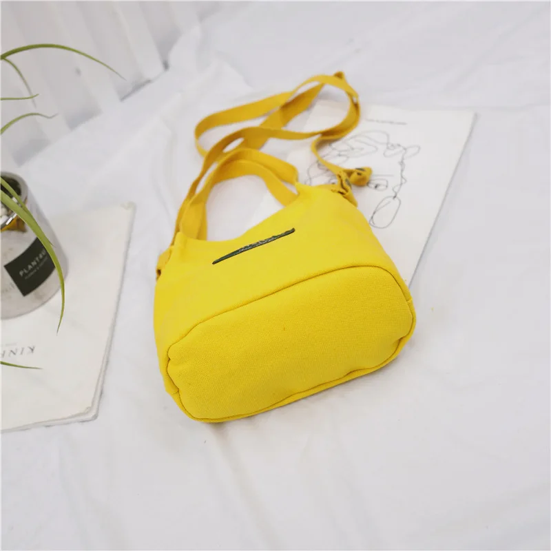 

Mini Candy-Colored Canvas Shoulder Bucket Bag Korean-style Solid Color Hand Makeup Change Packet Women's