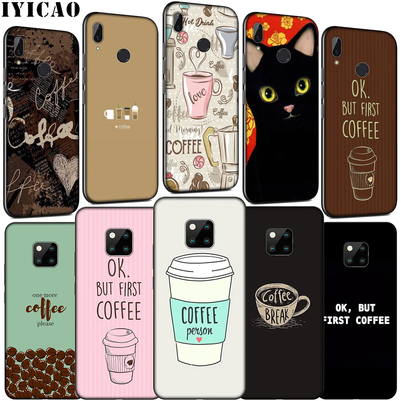 IYICAO книга время для кофе кошка Мягкий силиконовый чехол телефона Huawei Mate 30 20 10 Pro Nova