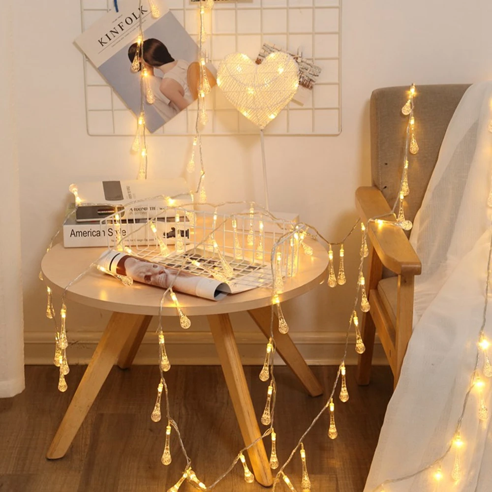

LED String Fairy Lights 6M 40 LED Multi Color Waterdrop Lighting for Christmas Garden Patio Indoor Bedroom Yard Proch Decoration