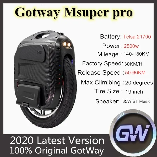 2020 Gotway Msuper X Pro MSP 100 в 2500 Втч 19 дюймов Электрический Одноколесный