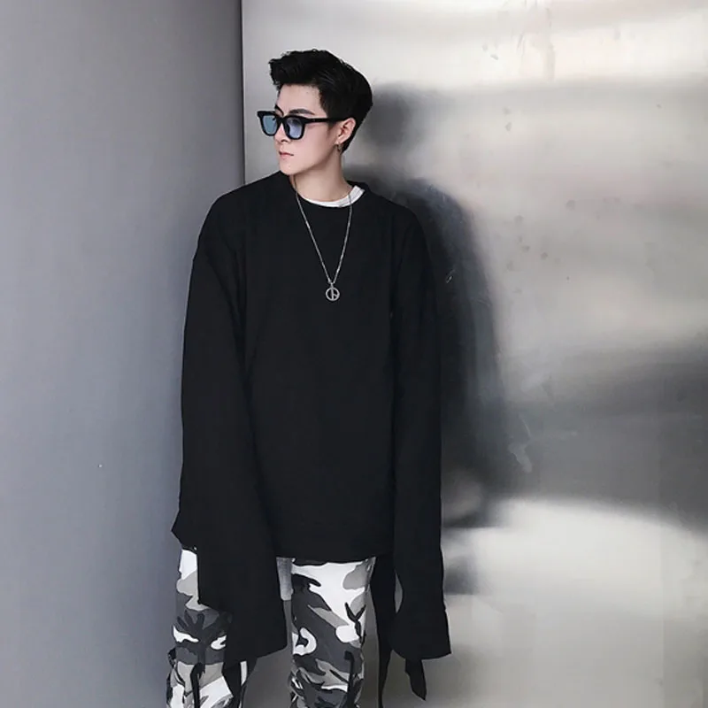 Homens Alta уличная одежда дизайн манга Comprida Moda повседневная Solto Camiseta Casal Roupas Masculina Camisa