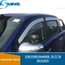 Car Window Deflectors For Ford Ranger T7 2012-2019 Black Car door visor For Ford Ranger T6 T7 Wildtrak car accessories SUNZ