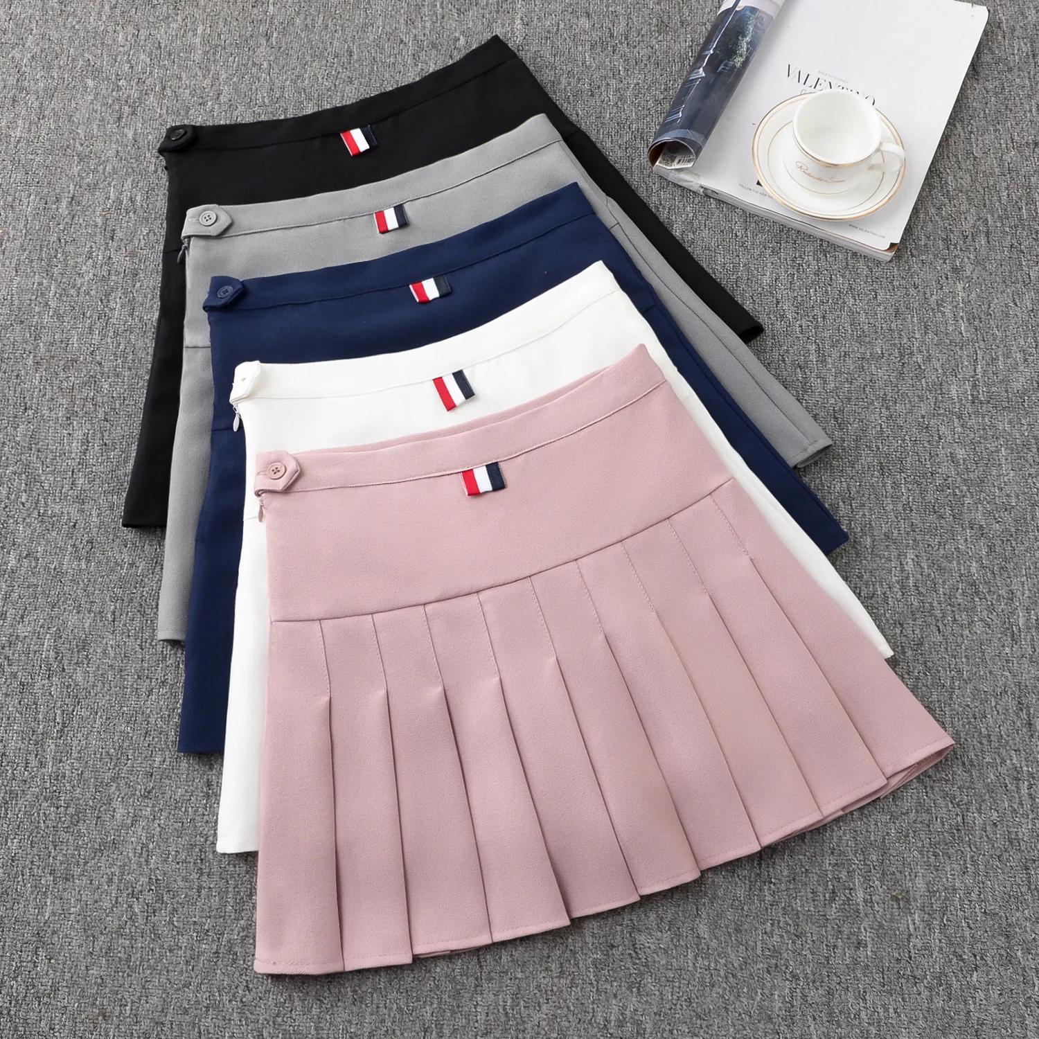 

BONJEAN Women's Pleated Skirt Mini High Waist Slim Winter Za tb Skirts Women Female Falda