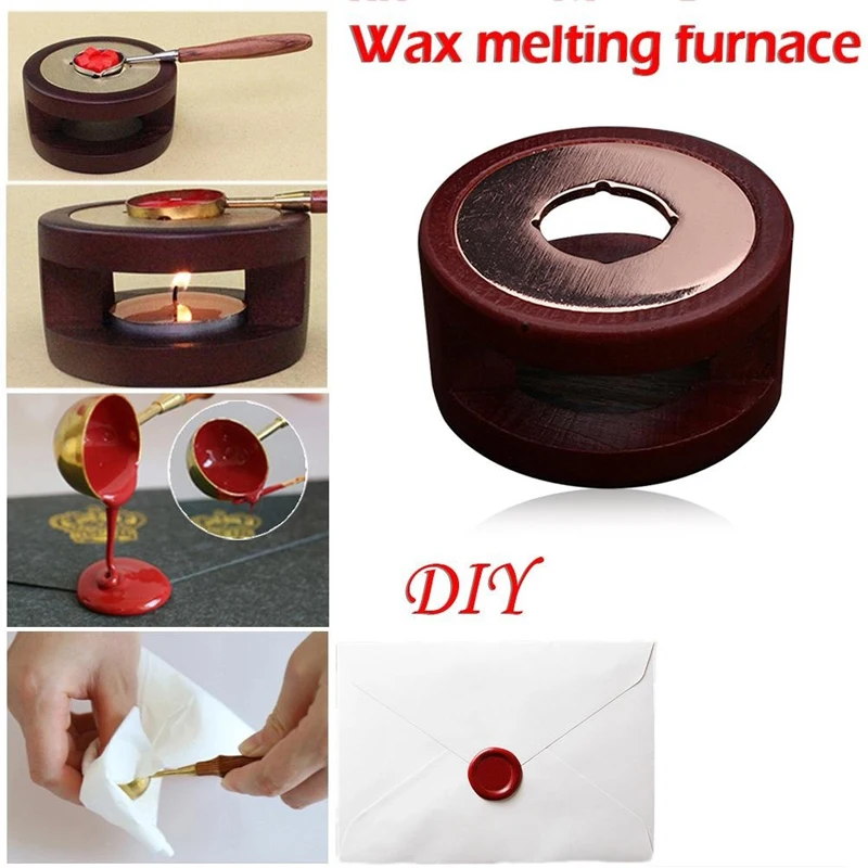 

Creative Pot Wooden Stamp Warmer Melting Spoon Kit Tool Melting Stove Vintage Sealing Wax Greeting Card Stationery