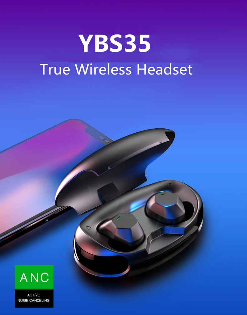 YBS35 ANC наушники TWS беспроводные Bluetooth наушники спортивные Hi-Fi стерео наушники с шумоподавлением гарнитура для iPhone телефона