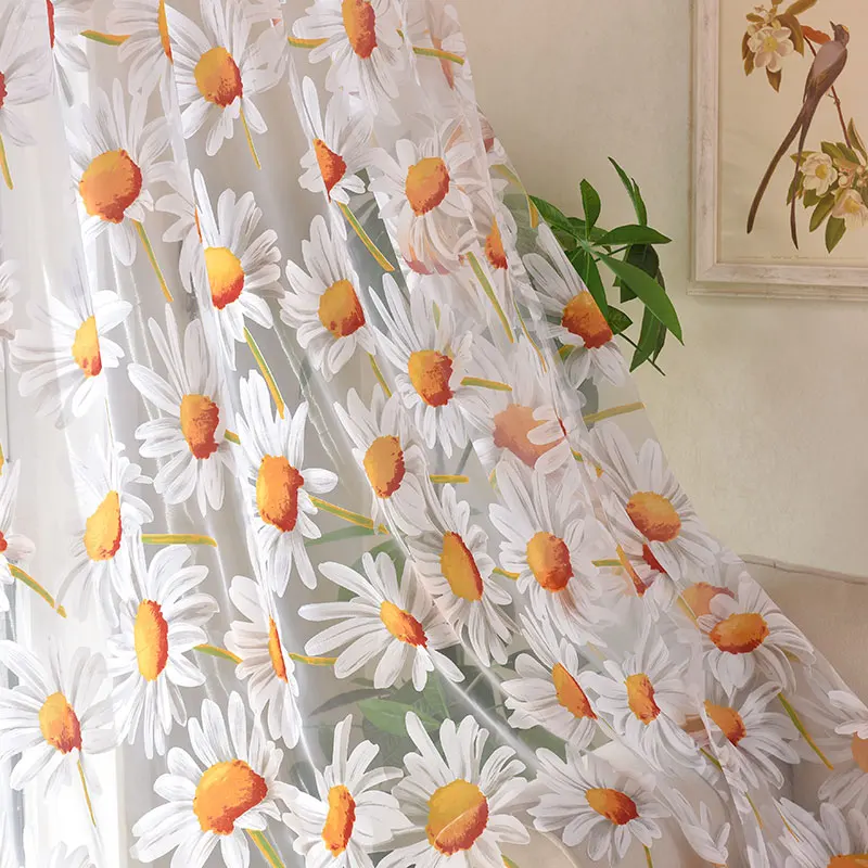 Sheer Curtains Window Curtains Decor Curtains Sun Flower Tulle Curtains For Living Room Bedroom Kitchen Yellow Floral Voile Sheer Curtains For Window Treatment Drapes Blinds