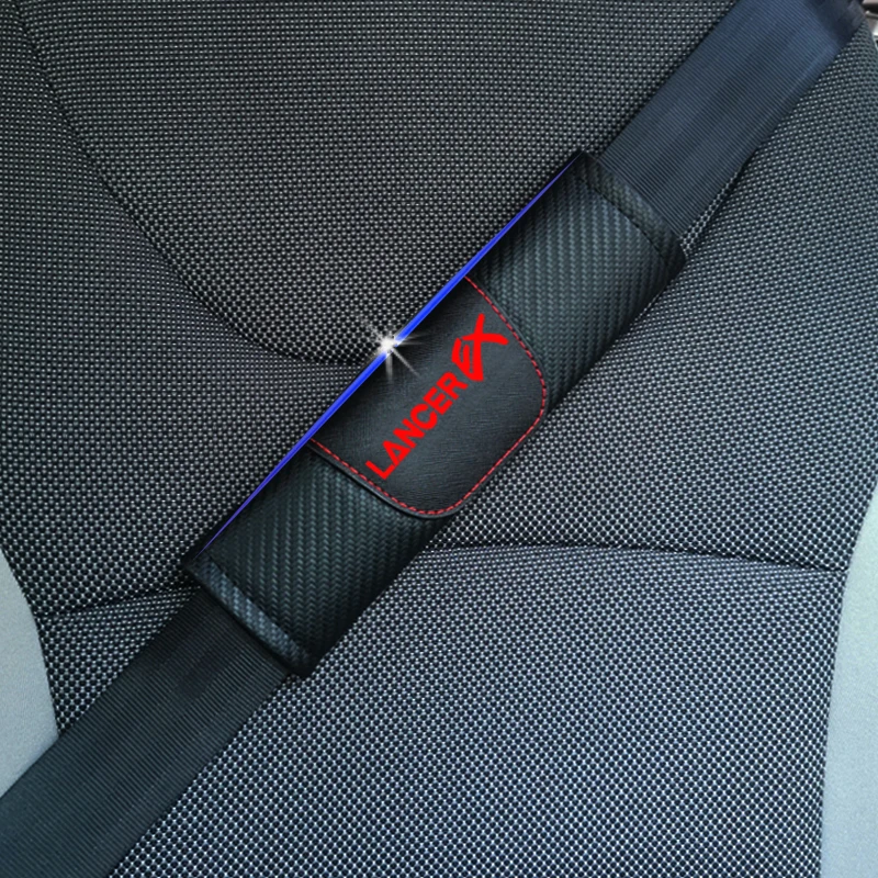 For MITSUBISHI LANCER EX 2pcs Carbon Fiber Leather Car Seat Belt Cover Auto Shoulder Pad Styling Accessories | Автомобили и