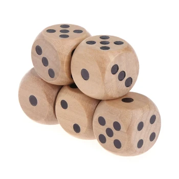 

5pcs 6 Sided Wood Dice Mahjong Party Number Or Point Round Coener Kid Toys Game 831C