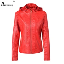 Новинка, красные, черные худи, кожаная куртка, Женская Осенняя вареная туника, куртка из искусственной кожи, плюс бархат, на молнии, женские зимние пальто, верхняя одежда
