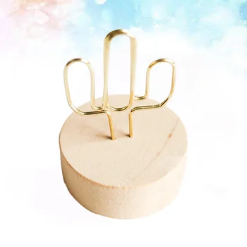 

3PCS Iron Wire Note Photo Memo Holder Round Wood Base Place Card Paper Holders Clips for Home Decor Party (Flamingo)