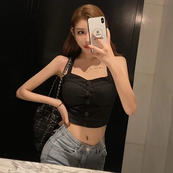

Australian Niche Summer Women's Single Row Buckle Slimming Outer Wear Short Umbilical Strap Tube Top Women Soutien Gorge Bandeau