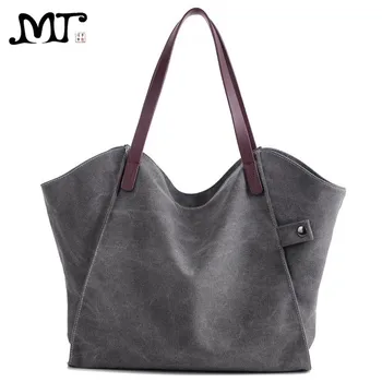 

MJ Women Canvas Bag Simple Casual Female Handbag Large Canvas Hobo Shoulder Bag Big Capacity Tote Bags for Lady Bolsa Feminina