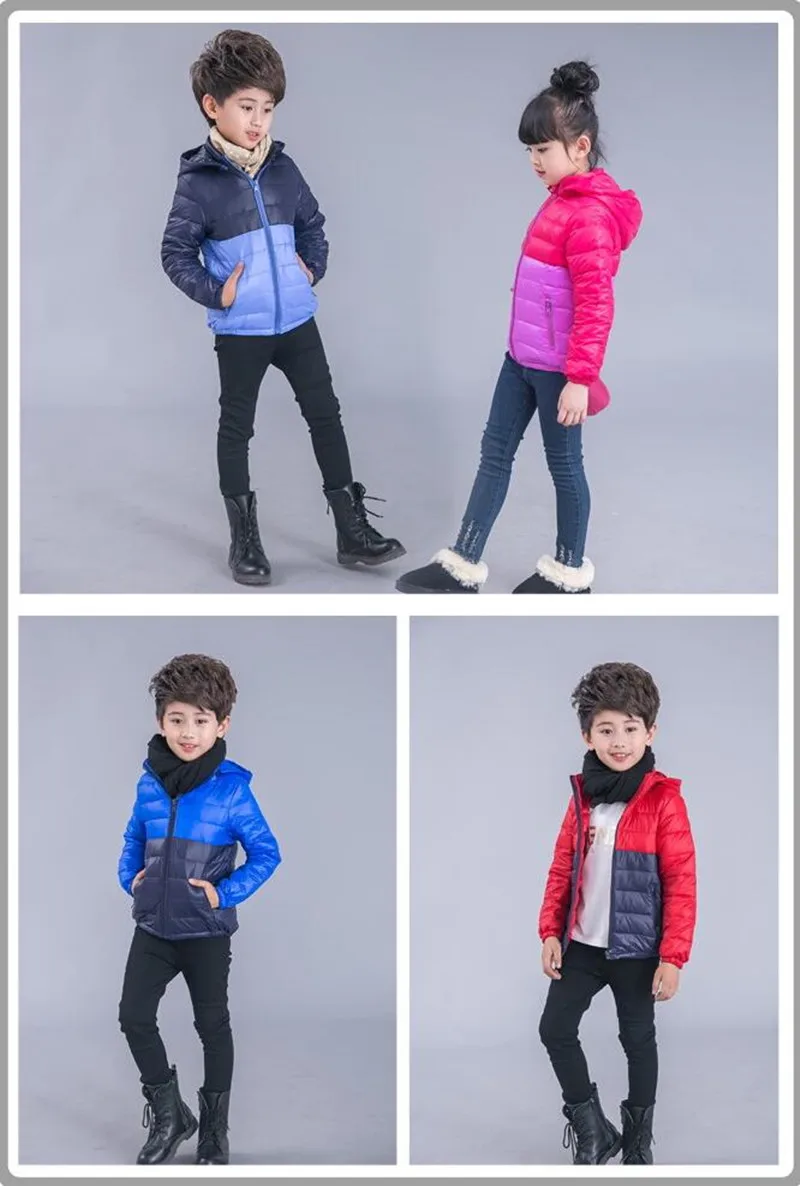 Зимнее плотное Детское пальто; детская куртка с капюшоном; зимняя одежда; куртки для мальчиков; Качественная верхняя одежда на белом утином пуху; куртка для девочек-подростков