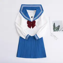 Sailor Suit Charming Sweet Slim Blouse Uniform Pleated Sailor Suit for Women  Pleated Skirt  Short Skirt