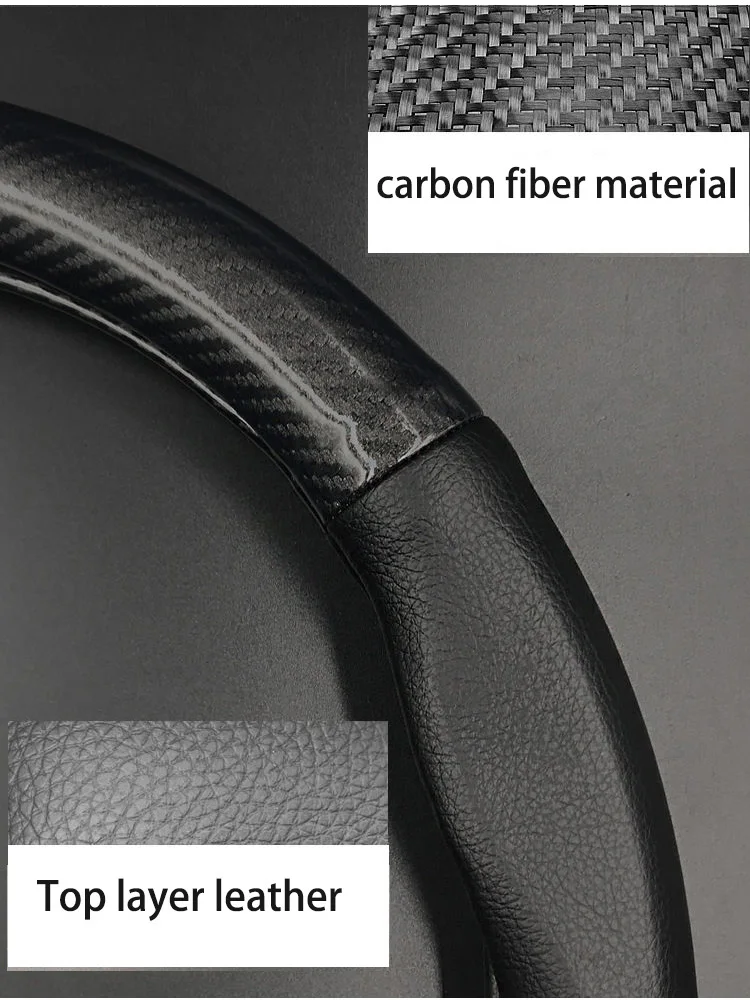 Carbon Fiber Cow Leather Car Steering Wheel Cover Accessories Fit Mercedes Benz ClassA W176 W169 B W245 C W205 W204 W203 C300