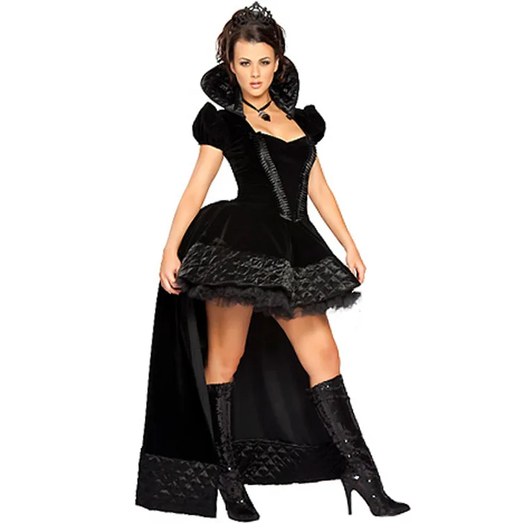 

Black And White with Pattern Europe And America Lengthen Queen Clothing Character Play Uniform Game Halloween Service Stage Cost