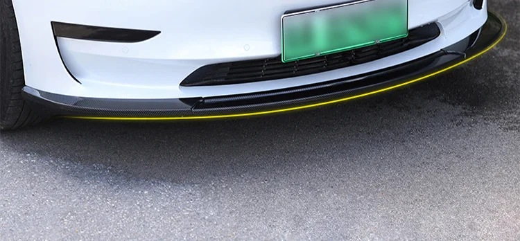 Подходит для Tesla модель 3 Аксессуары углеродное волокно ABS Сегментированный передний бампер для губ модифицированный в маленький корпус