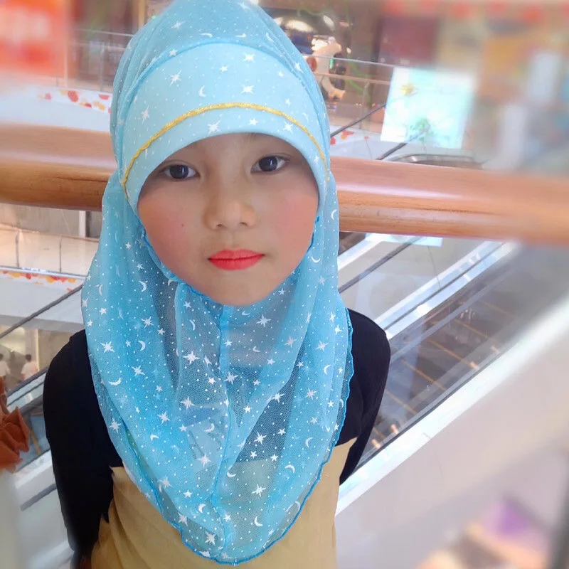 ; мусульманский головной платок для девочек; мусульманский хиджаб; Размер От 2 до 8 лет - Цвет: C