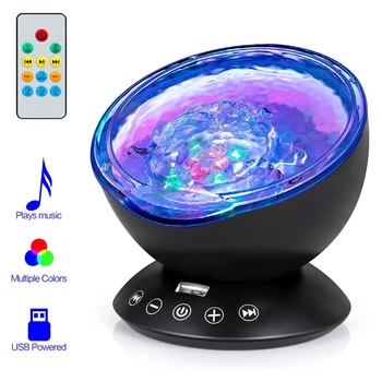 

Music Player Remote Control USB Projector LED Ocean Wave Music Light 7 Colors Light Built-In For Relaxing Ambiance Wedding Decor