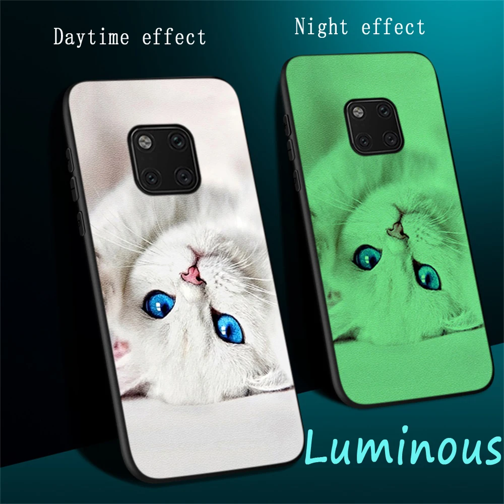 Case For Meizu M6 Note Luxury Luminous Soft PU Leather Cute Cats Print Back Cover 8 9 Fluorescence |