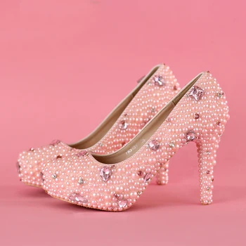 

2020 Sweetness Pink Pearl Rhinestone Wedding Girl Birthday Party Princess Shoes Popular Formal Shoes
