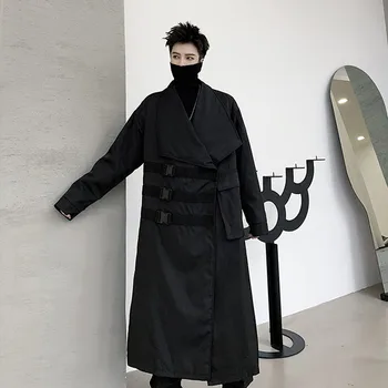 

Men Japan Streetwear Loose Trench Coat Outerwear Male Hip Hop Gothic Fashion Casual Loose Windbreaker Long Jacket Overcoat