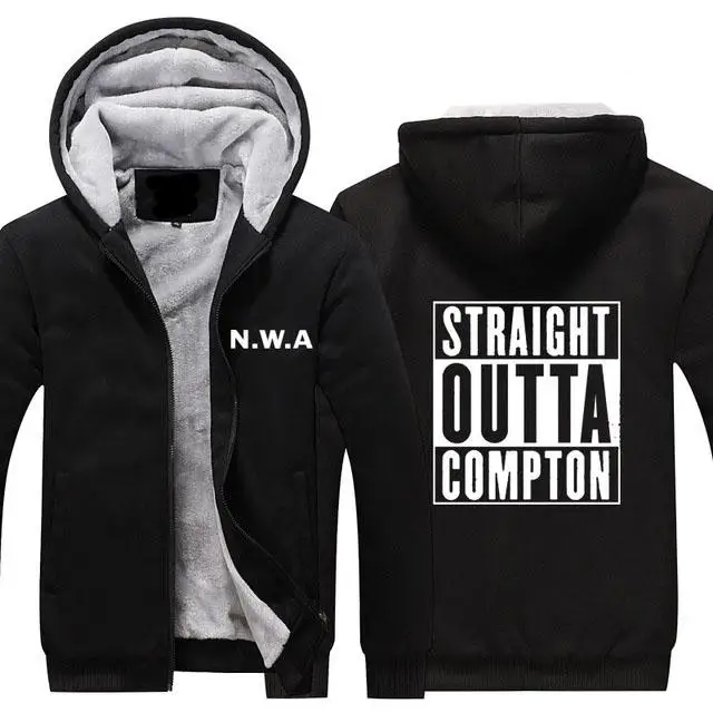 Черный Прямая Из Compton NWA утепленная толстовка хип-хоп Тупак Легенда дизайн теплый флис пальто на молнии Толстовка - Цвет: Черный