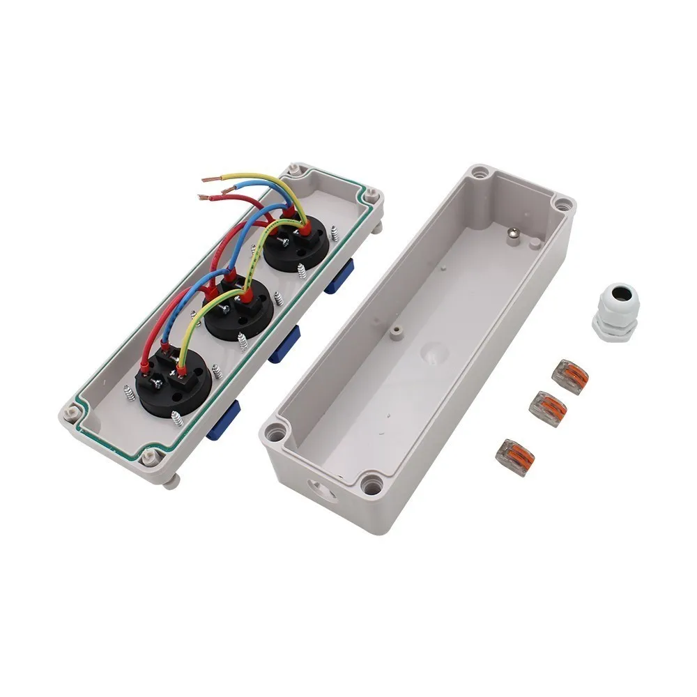 IP54 Waterproof Socket Box With Wire Connector Multifunctional Outdoor Rainproof Socket Box Plastic Socket Boxes 3 Holes 10A