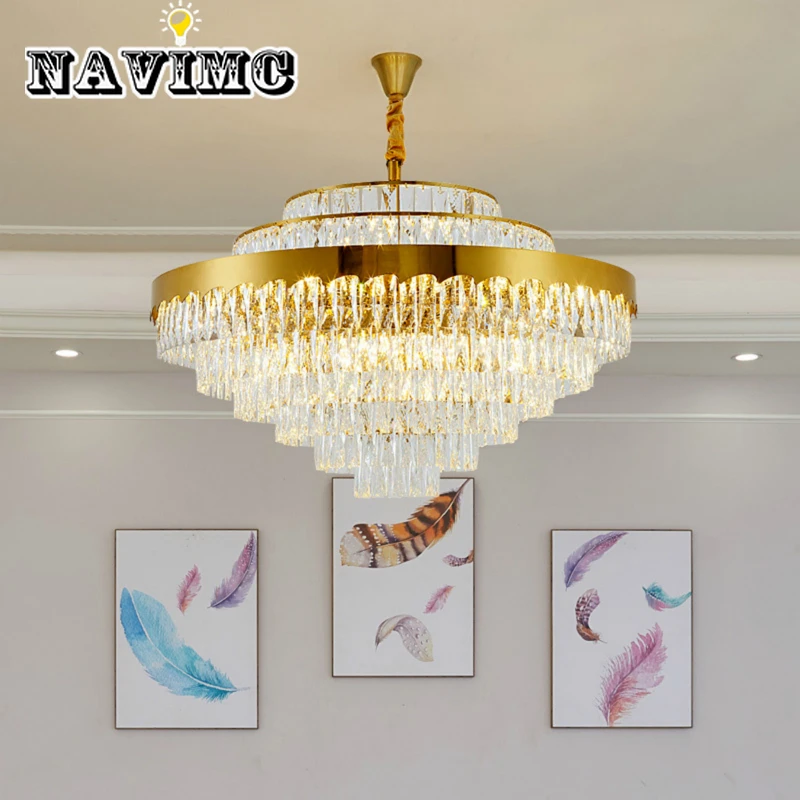 

Luxe ontwerp kristallen kroonluchter verlichting gouden kroonluchter AC110V 220v lustre moderne woonkamer lamp