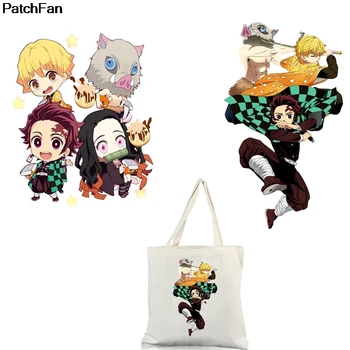 

A3186 Patchfan Anime Kimetsu no Yaiba Transfer Patches Heat Press Stickers Families Lovely Patch DIY Appliques Patch