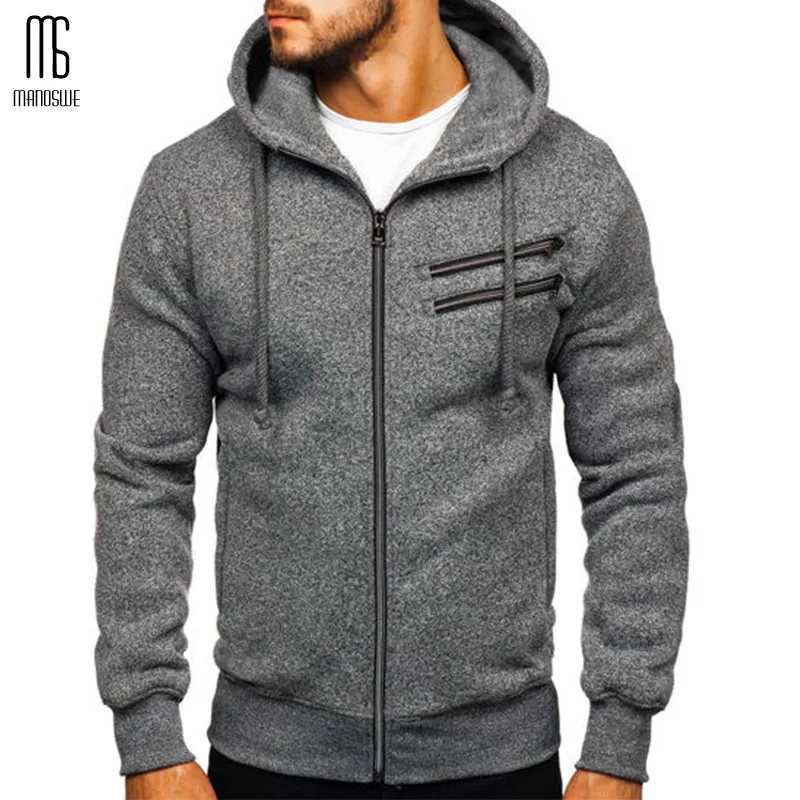 

Manoswe Hoodies Sweatshirt 2019 Casual Fashion Mens Slim Streetwear Sportswear Winter Fleece Hoody Solid Color Jackets Clothing