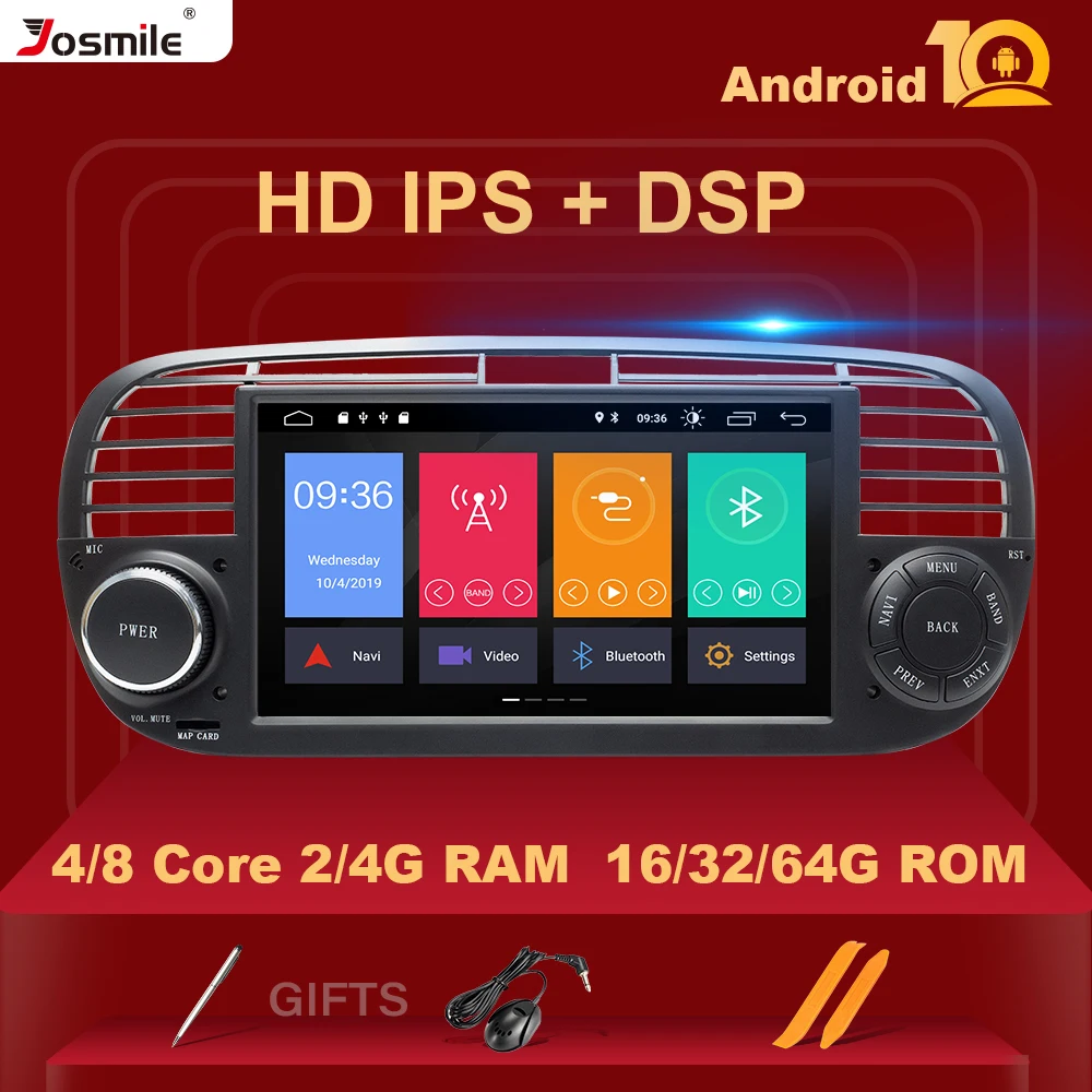 IPS DSP 4 Гб 64 8 ядер 1 Din Android 10 .0 автомобильный dvd-плеер для FIAT 500 радио мультимедиа GPS