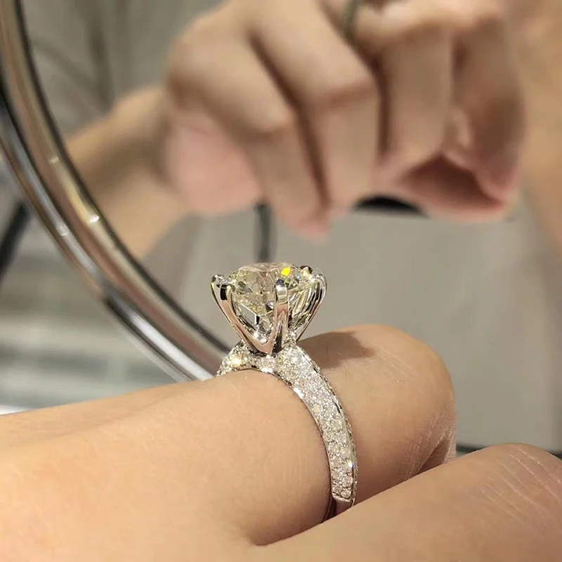 Origin Sterling Silver 925 Jewelry Natural Moissanite Ring Cushion Zirconia Anillos Tension Setting Square Gemstone Ring box
