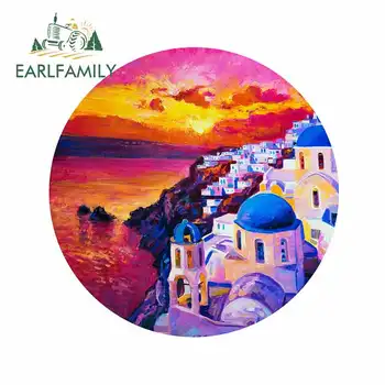

EARLFAMILY 13cm x 13cm for Santorini Greece Painting Art Motorcycle Car Stickers DIY Fashion Occlusion Scratch 3D SUV Decal