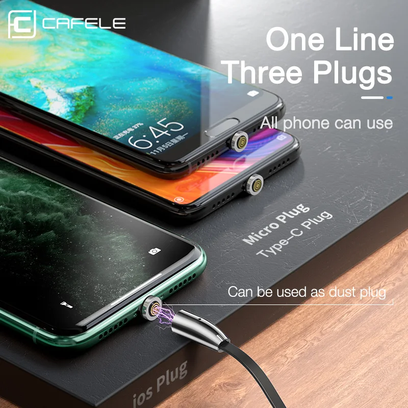 Магнитный usb кабель CAFELE 3 в 1 и Выдвижной зарядный для iPhone быстрое зарядное