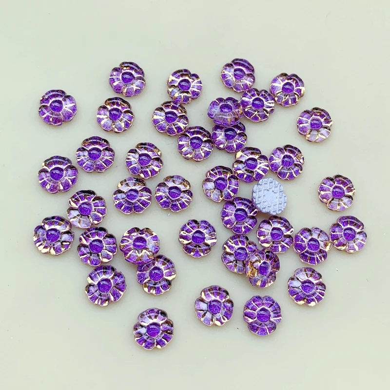 E101 Multicoloured 8mm Resin imitation Flower Design Acrylic Rhinestone, Flat back Art Beads Decorate DIY 900pcs/Lot-E10 - Цвет: E101