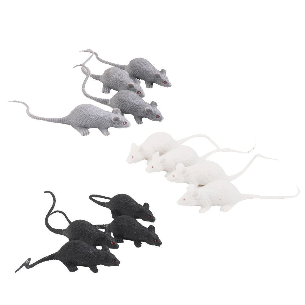 12 Pieces Artificial Mouse Realistic Fake Rat Model Figures Interactive Play Funny Toy for Cat Cats Kitten