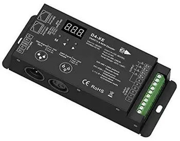 

4CH D4-XE 32A DMX Decoder PWM Flicker Free Smooth Dimming 12V-36V Digital Display 2000Hz for RGBW 8A/CH