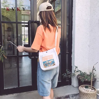 

Women Canvas Shopping Bag Cartoon Print Female Cotton Cloth Shoulder Bag Eco Handbag Tote Bolsa Reutilizable Grocery Shopper Bag