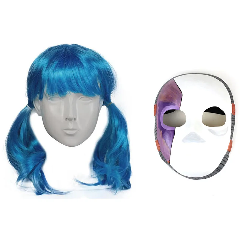 mask and wig 1 Игра Салли Лицо Латексная Маска для косплея и подставки под парик унисекс Хэллоуин ужас Салли лицо синий парик+ маски-шлемы - Цвет: mask and wig 1