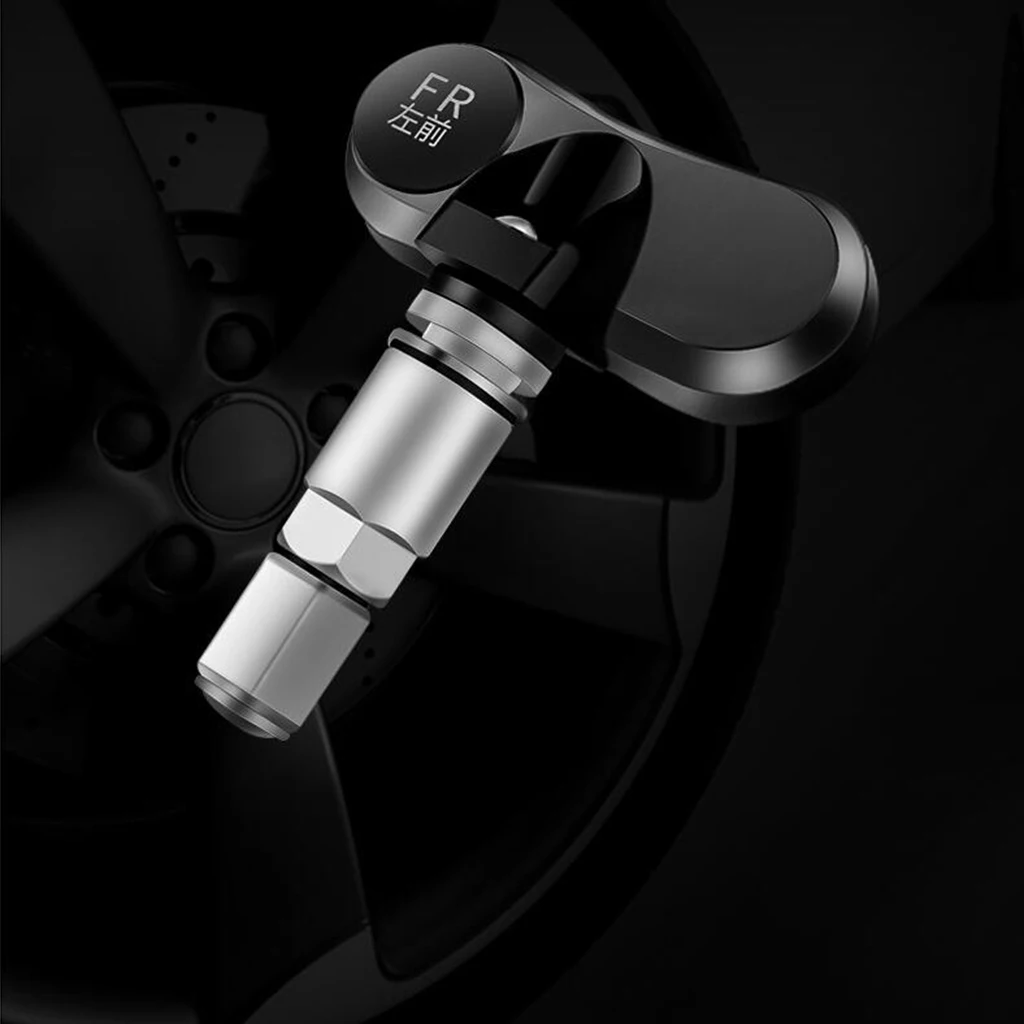 Car Tire Pressure Monitor + IPX-7 Sensors Solar Power TPMS for RV Black