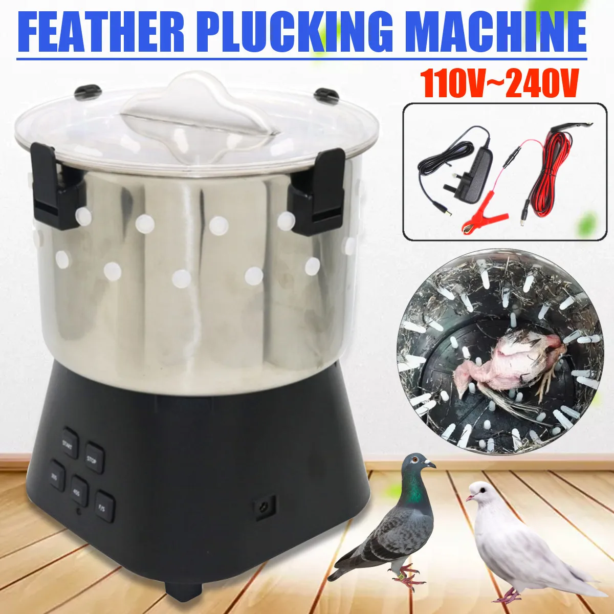 

Mini Plucker Machine 110V~240V To 12V Quail Pigeons Bird Hair Removal Machine Poultry Plucker Birds Epilator Dehairing