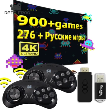 Data Frog USB Wireless Handheld 4K HD Video Retro Game Console Build In 900+ Games Dual Wireless Gamepad for SEGA Game Console 1