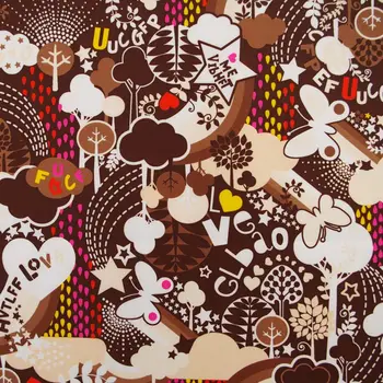 

1 yard Polyester/PVC coated Waterproof Fabric for bag, handmaking, tree and butterfly (brown) (width=140cm)